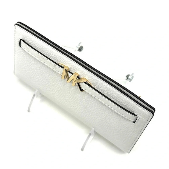 Michael Kors Reed Large Snap Bifold Wallet White/Gold - Picture 7 of 9